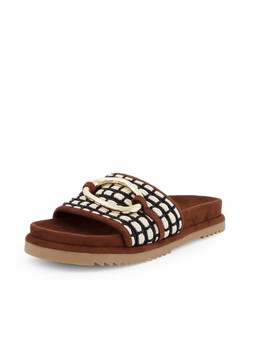 The Very Collection Embellished Woven Footbed Sliders With Gold-Tone Detail - Brown €40 at Very.ie