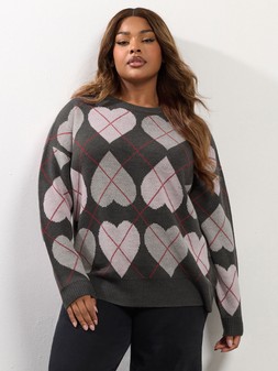 Yours Curve Argyle Heart Jumper €40 at Very.ie