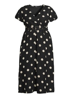 The Very Collection Curve Black Puff Sleeve Polka Dot Dress £38