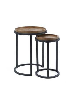 Very Home Harlem Round Nest of 2 Tables in Mid Oak Effect - FSC® Certified £99