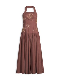 Michelle Keegan Dropped Hem Maxi Dress with Embroidered Details - £60