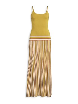 Michelle Keegan Knitted Stripe Maxi Dress - Khaki - £50