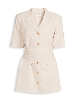 Michelle Keegan Linen Mini Shirt Dress - Beige - £55