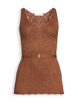 Michelle Keegan Metallic Knitted Belted Cami Co-Ord - £35 Brown -