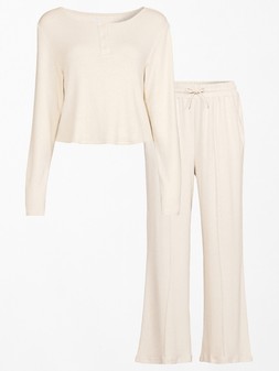 The Very Collection Soft Touch Slouchy Button Long Sleeve Top And Wide Leg Loungewear Set £28