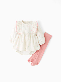 WJEBH The Very Collection Baby Girls Floral Bloomer With Pink Tights from £24