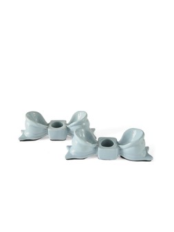 WPPUG The Very Collection Set of 2 Ceramic Bow Candle Holder - Blue £12