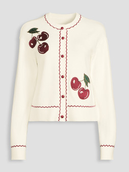 WRCUZ The Very Collection Cotton Rich Cherry Embroidered Long Sleeve Cardigan £38