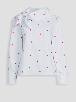 WRIJN The Very Collection Cotton Poplin Heart Embroidered Scarf Detail Shirt £25