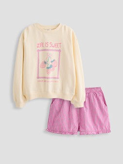 WTMDS The Very Collection Girls Sweatshirt With Gingham Shorts Set from £20