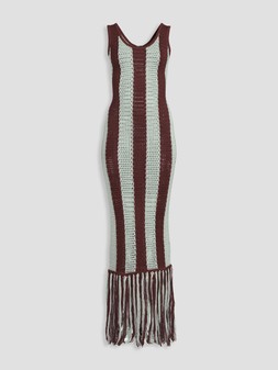 WVZ58 The Very Collection Cotton Rich Scoop Neck Maxi Dress With Fringe - Blue:chocolate £50
