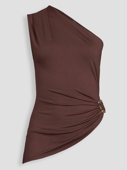 WXFTG The Very Collection One Shoulder Trim Detail Asymmetric Top Brown £20