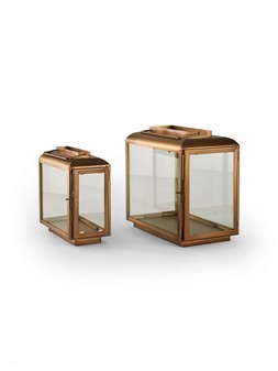 X0ASN The Very Collection Set of 2 Antique Brass Metal Lanterns £40