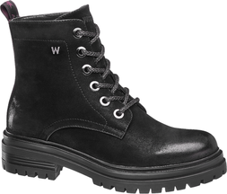 Deichmann Wrangler Black Lace Up Ankle Boot