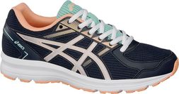 LADIES ASICS JOLT NAVY/ PEACH LACE-UP TRAINERS