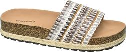 Deichmann White And Grey Woven Pattern Slider Sandal, &pound;17.99