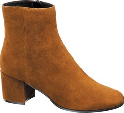 Deichmann Cognac Leather Heeled Ankle Boot