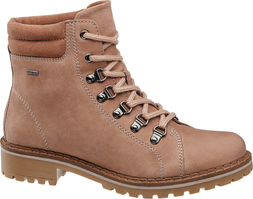 Deichmann Pink Leather Lace Up Hiker Boot