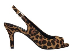 Deichmann Leopard Print Peep Toe Slingback Heel