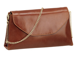 Deichmann Brown Leather Chain Detail Crossbody Bag