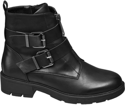 Deichmann Black Buckle Detail Ankle Boot