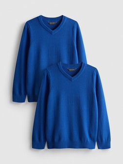 PRIMARK 2PK KNIT SCHOOL JUMPER, BLUE, £8 (1)