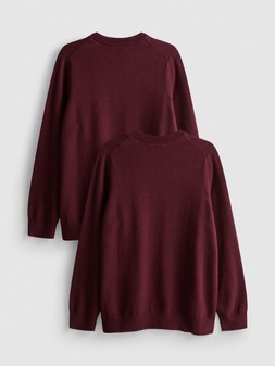 PRIMARK 2PK KNIT SCHOOL JUMPER, BURGUNDY, £8 (4)