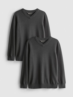 PRIMARK 2PK KNIT SCHOOL JUMPER, GREY, £8 (1)