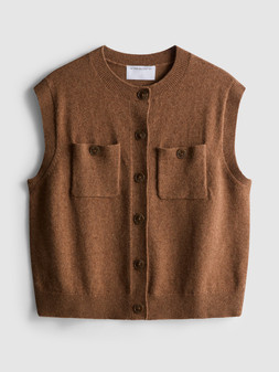 PRIMARK EDIT KNIT BUTTON VEST, £20, €22, $29, RON110, PLN95, CZK570