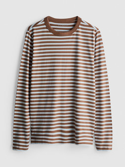 PRIMARK LONG SLEEVE STRIPE TOP TAN £4 €4.50 NE€5 $7 RON22 PLN19 CZK115