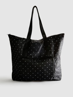 PRIMARK PACK & GO SHOPPER BLACK WHITE £6 €8 $9.50 RON40 PLN34 CZK210