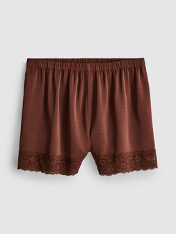 PRIMARK SATIN LACE TRIM SHORT BURGUNDY £10 €12 €14 $18 RON60 PLN50 CZK310