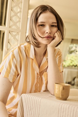 PRIMARK STRIPE PJ TOP YELLOW £12 €14 $18 RON70 PLN60 CZK365