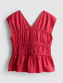PRIMARK THE EDIT POPLIN V TOP RED £16 €18 470CZK 90RON