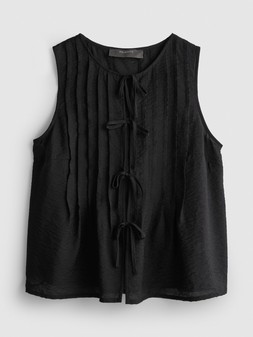 PRIMARK TIE FRONT TOP BLACK £12 €14 €16 $18 RON70 PLN60 CZK365