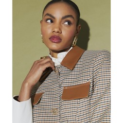 936053 LS PU Detail Check Belted Jkt 2