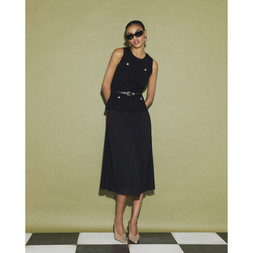 RI Black Belted Pleat Hem Midi Dress £66