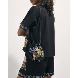 RI Black Drawstring Beaded Bag £49 5