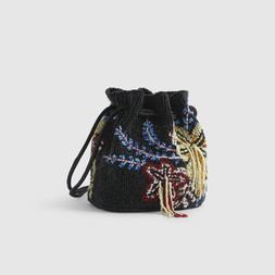 RI Black Drawstring Beaded Bag £49