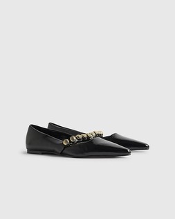RI Black Studded Flat Pumps £36