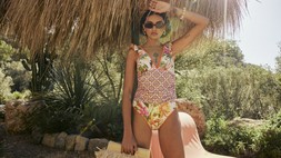 RI Orange Floral Frill Trim Swimsuit £52