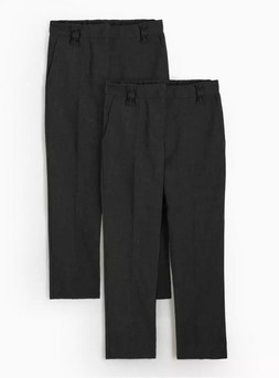 Tu- 2 Pack Girls Grey Trousers with Reinforced Knees & Extendable Hem