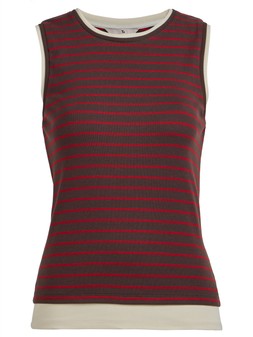 Tu Brown Mock Layer Stripe Vest, £9