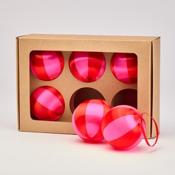 Habitat 6pk - Wide Stripe Red & Pink String Baubles, £8, 7331947 3