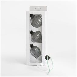 Habitat 3pk Baubles - Ribbed Smoked Glass (mixed shapes), 5029079, £10