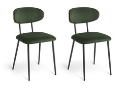 Habitat Ariana Pair of Velvet Dining Chairs - Green, £120, 5643266