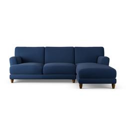 Habitat Askem 4 Seater RH Chaise Aquaclean Chenille Navy Blue Dark Leg