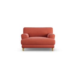 Habitat Askem Cuddle Chair Chenille Papaya Ash Leg