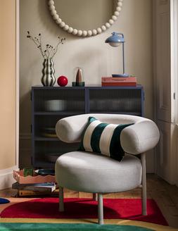Kaleidoscopic Joy - Habitat Morillo 2 Door Sideboard – Blue, &pound;290 Habitat 60 Tuva Fabric Curved Chair – Grey, &pound;225