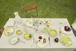 M&S STRIPE OUTDOOR SET OF 2 CUSHIONS £25 / M&S OUTDOOR GREEN STRIPE CUSHION £20 / M&S OUTDOOR FLORAL CUSHION £25 / M&S WICKER HAMPER £40 / M&S YELLOW STRIPE THROW £35 / M&S HERRINGBONE PICNIC BLANKET £14